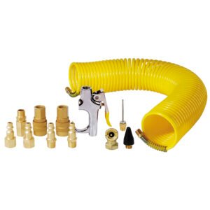 Juego de accesorios neumáticos con manguera tipo resorte, 14 piezas Surtek