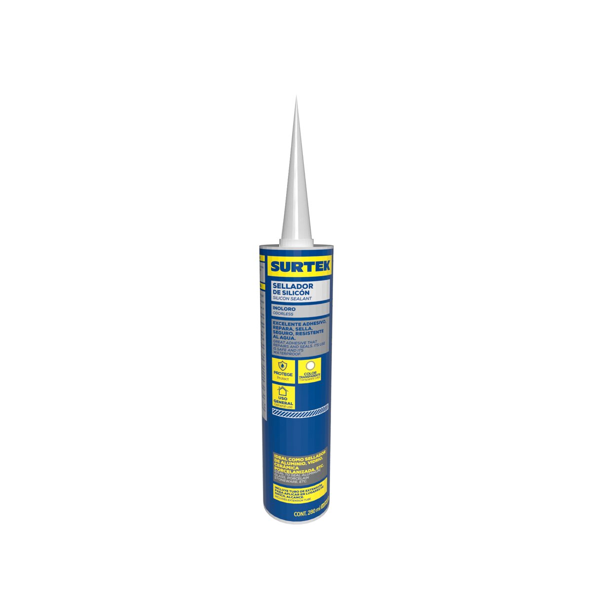 6 Pza Silicón color negro, 280 ml Surtek