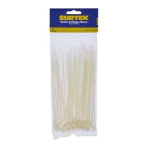 Cinchos plásticos 165 x 2.5 mm, tensión 8 kg de 100 piezas, color natural Surtek