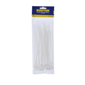 Cinchos plásticos 203 x 4.6 mm, tensión 22 kg de 50 piezas, color natural Surtek