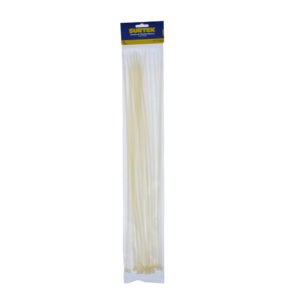 Cinchos plásticos 500 x 4.8 mm, tensión 27 kg de 25 piezas, color blanco Surtek
