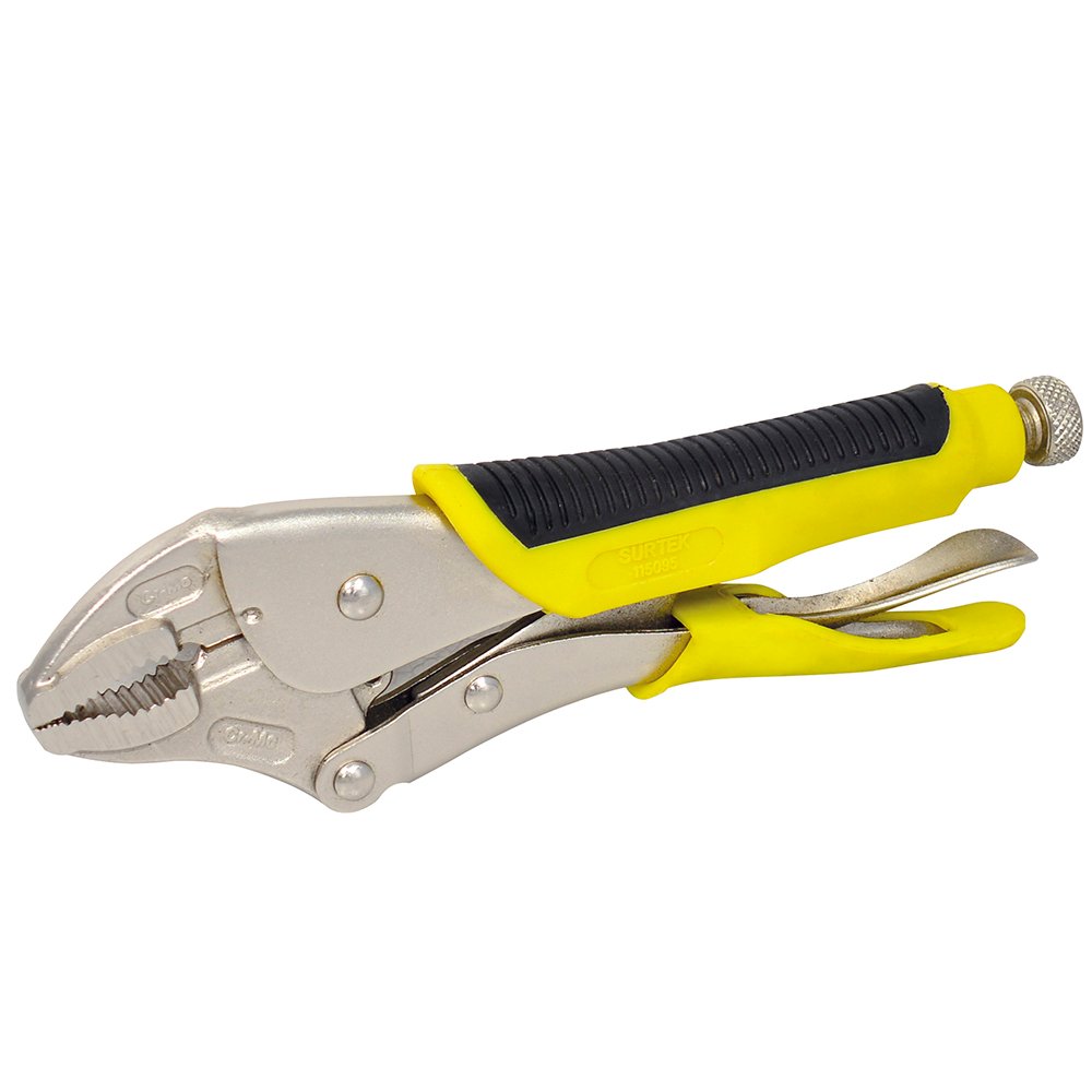Pinza de presión con mango bimaterial de 10" punta recta Surtek