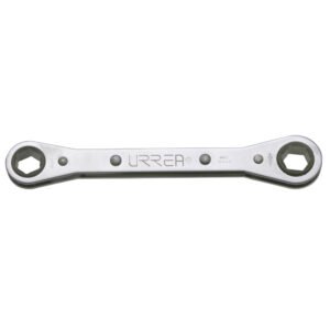 Llave de estrías pulido espejo plana de matraca métrica, 6 puntas, 9 x 10 mm Urrea