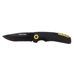 Navaja abatible de acero inoxidable con mango bimaterial Surtek