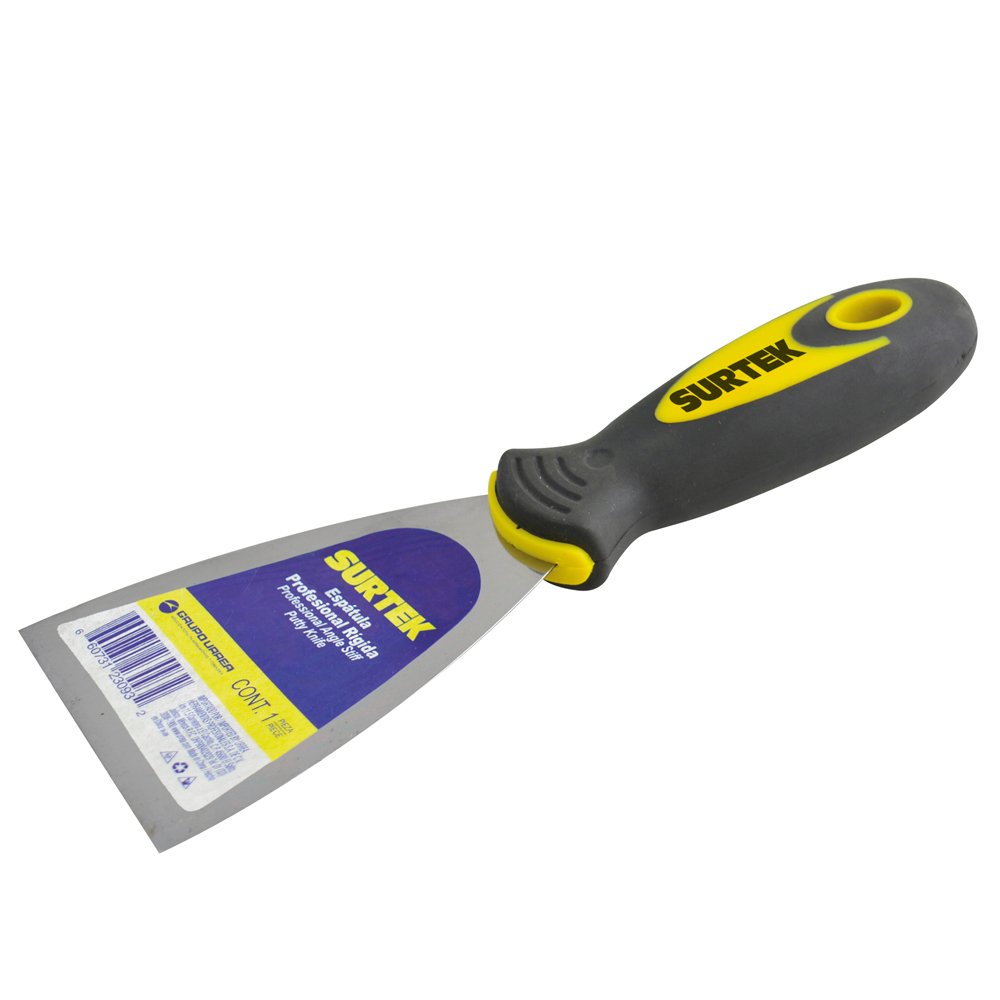 6 Pza Espátula flexible de acero de alto carbón con mango bimaterial 5" Surtek
