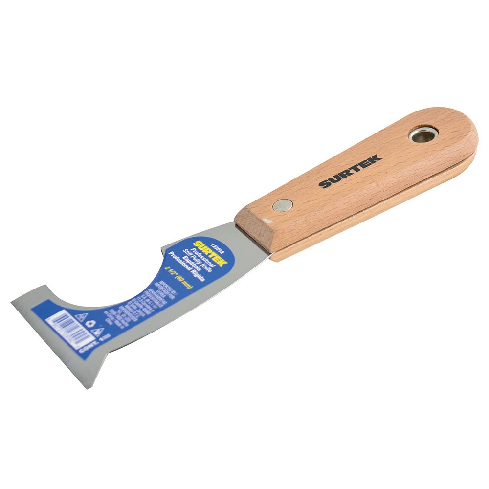 6 Pza Espátula rígida de acero de alto carbón con raspador con mango de madera 2-1/2", 5 en 1 Surtek