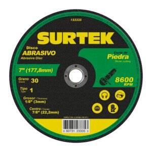 Disco abrasivo tipo 1 para piedra 7" x 9/64" Surtek