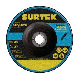 Disco abrasivo tipo 27 para metal 7" x 1/4" Surtek