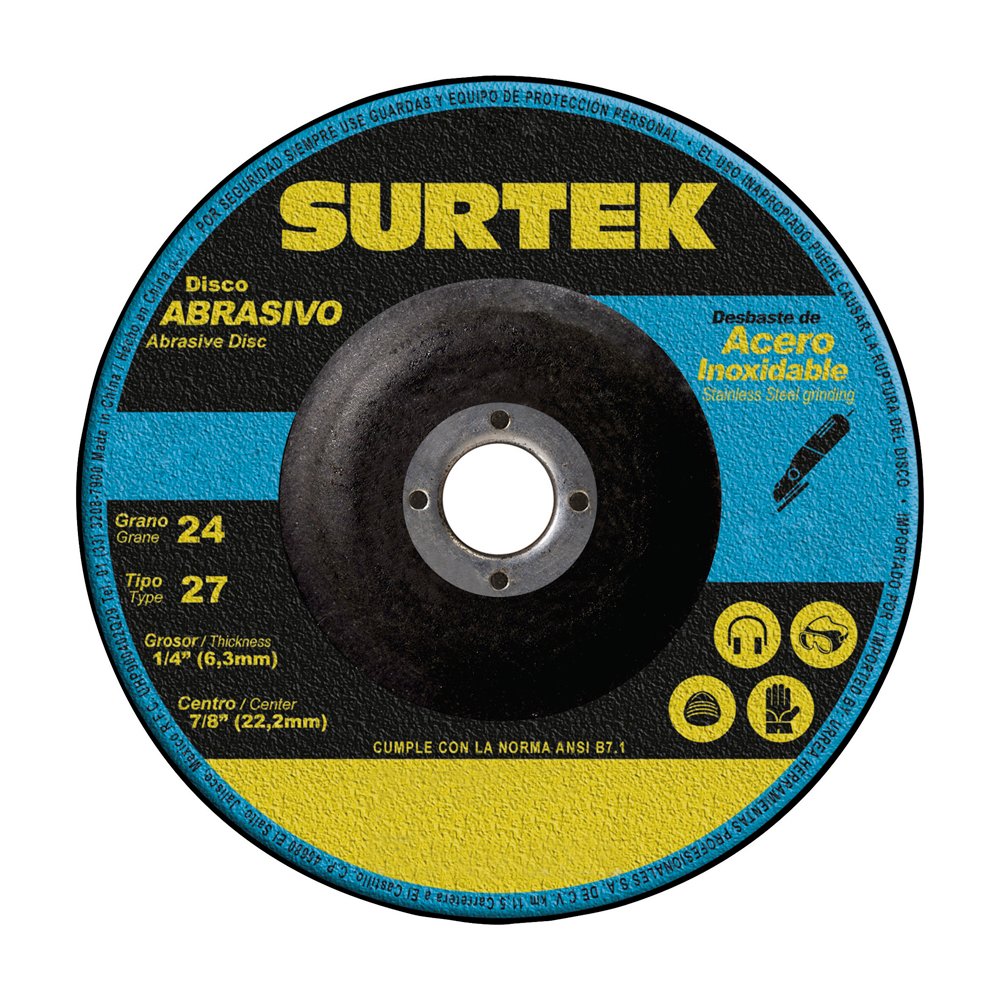 5 Pza Disco abrasivo tipo 27 para metal 7" x 1/4" Surtek