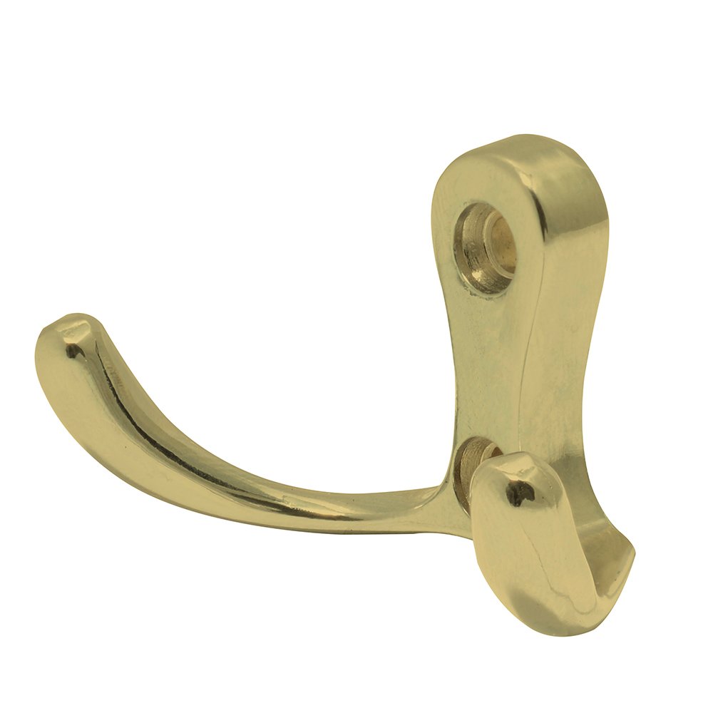 10 Pza Gancho perchero doble, latón brillante Lock
