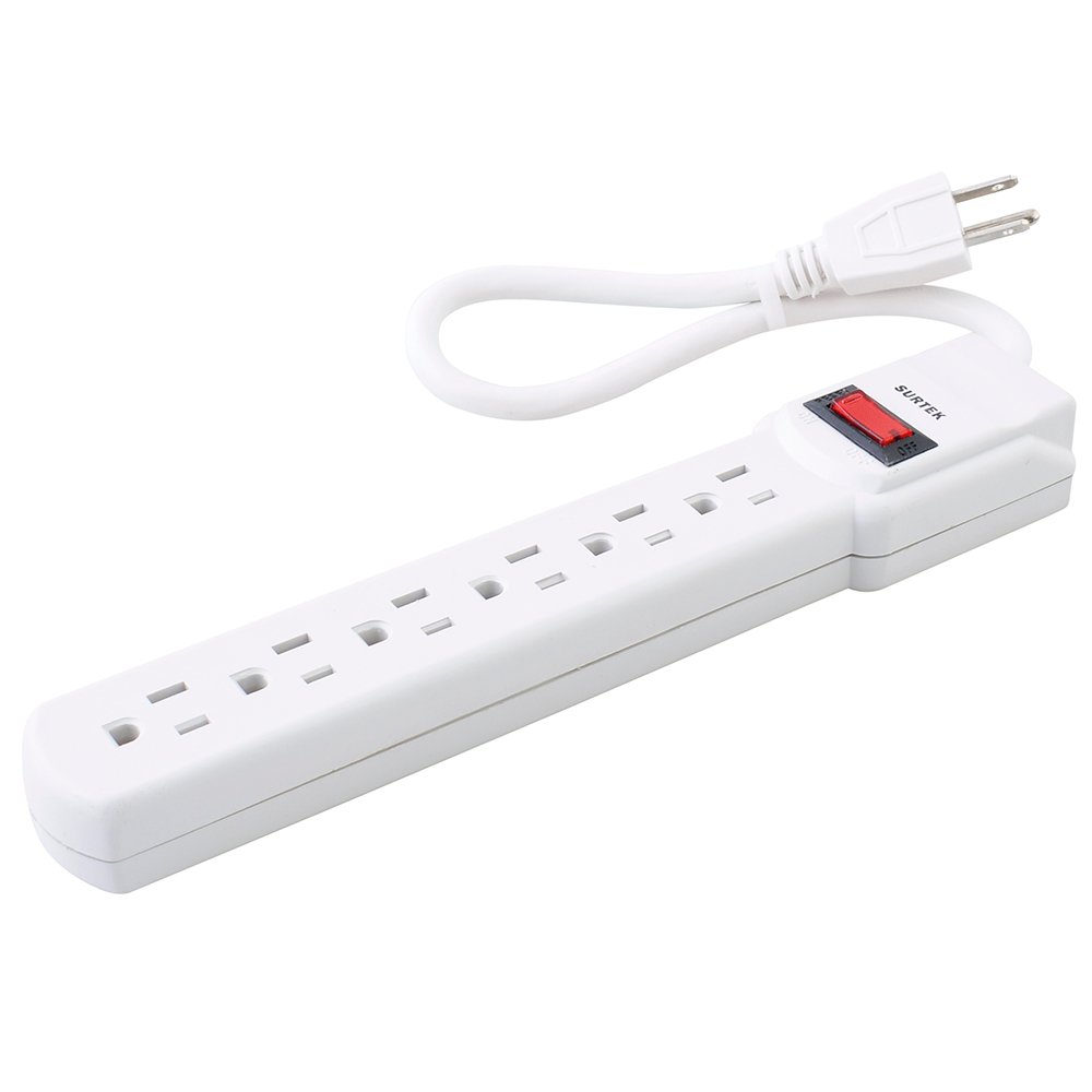 6 Pza Multicontacto 6 entradas cable 30 cm Surtek