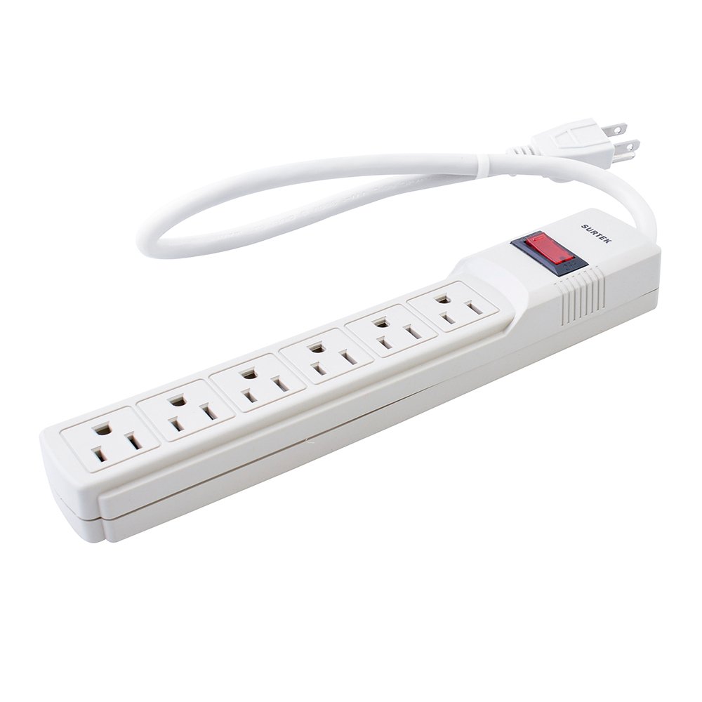 6 Pza Supresor de picos 6 entradas cable 270 J, de 45 cm Surtek