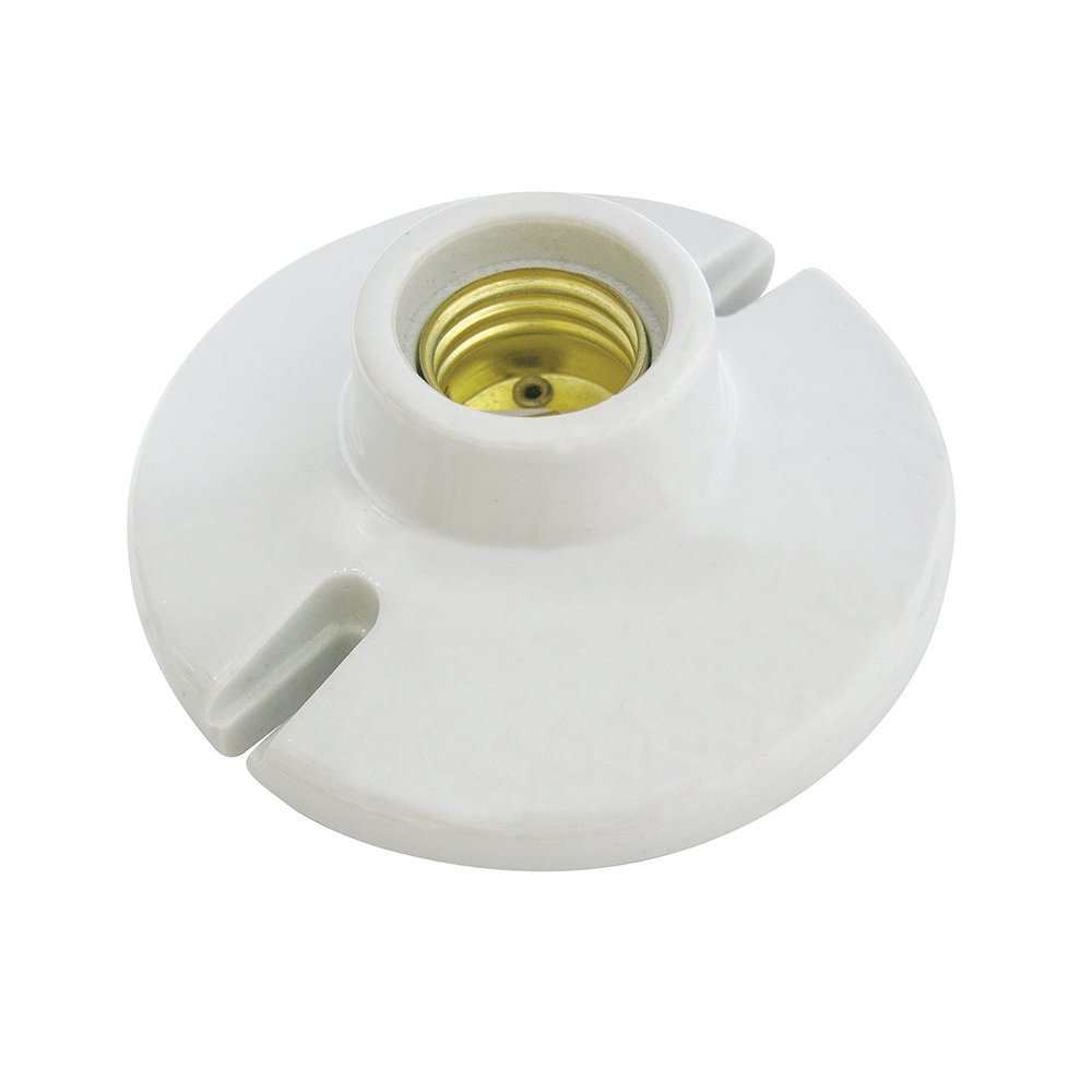 6 Pza Portalámpara redonda de porcelana para techo 4", color blanco Surtek