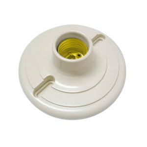 Portalámpara redonda de baquelita para techo 4", color blanco Surtek