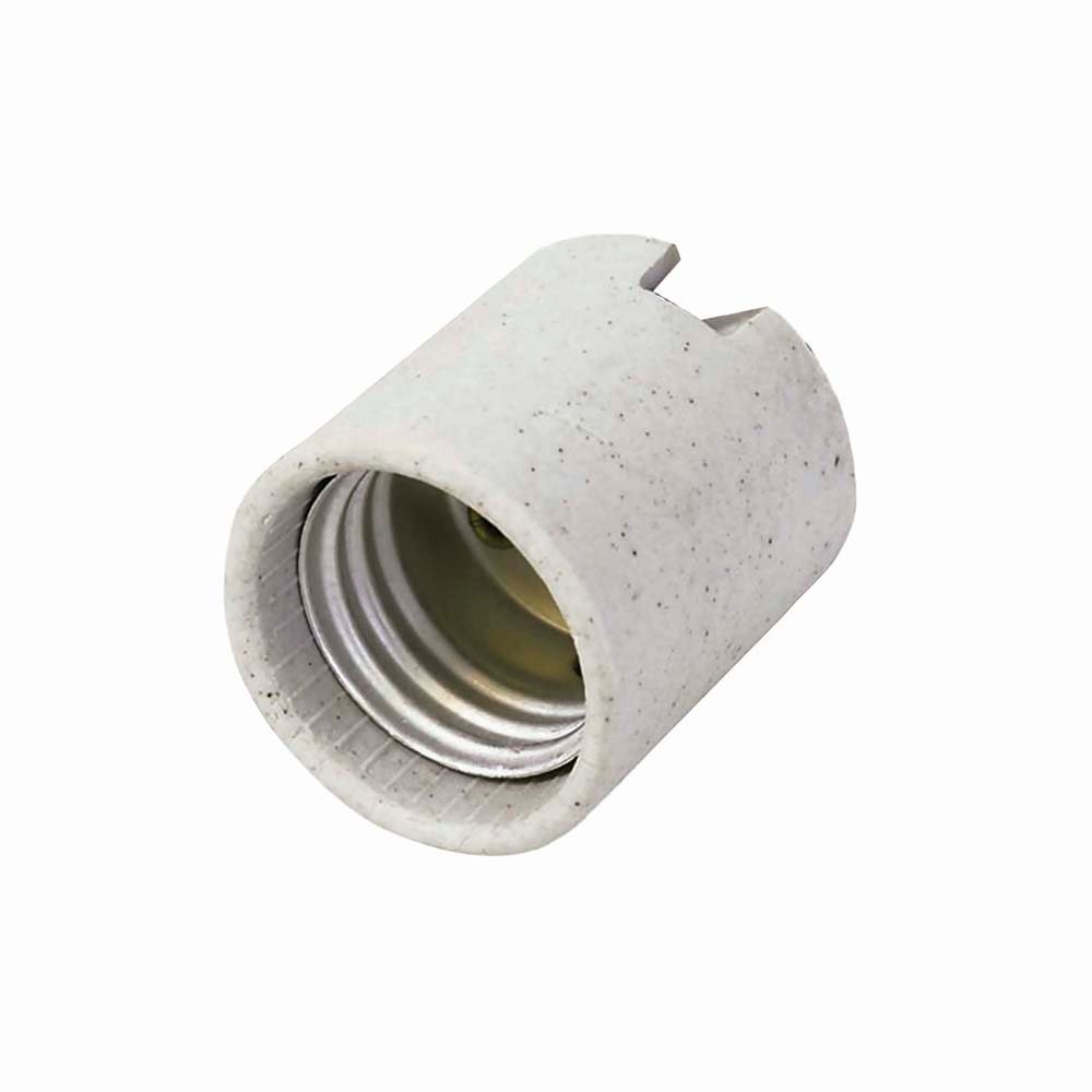 10 Pza Portalámpara con soporte tipo niple de porcelana 4 cm, color blanco Surtek