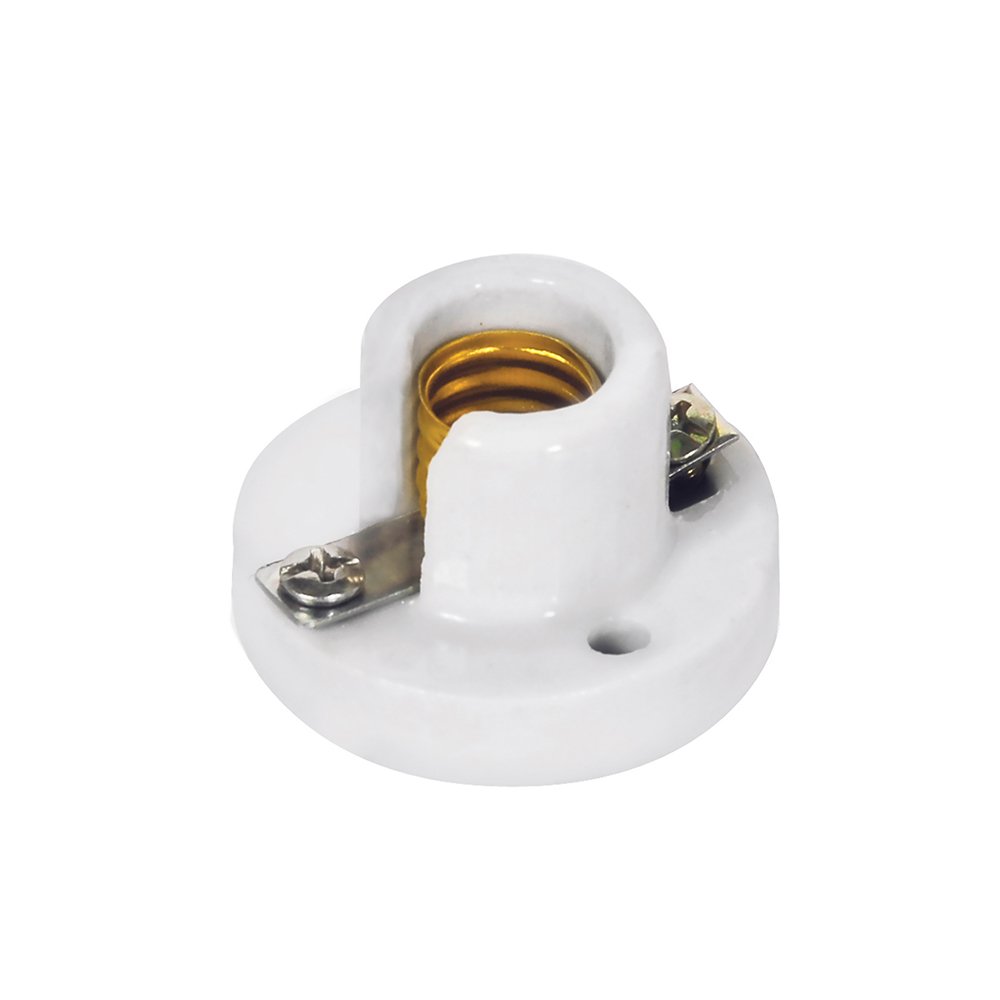 10 Pza Portalámpara para candil con base E12 de porcelana 3 cm, color blanco Surtek