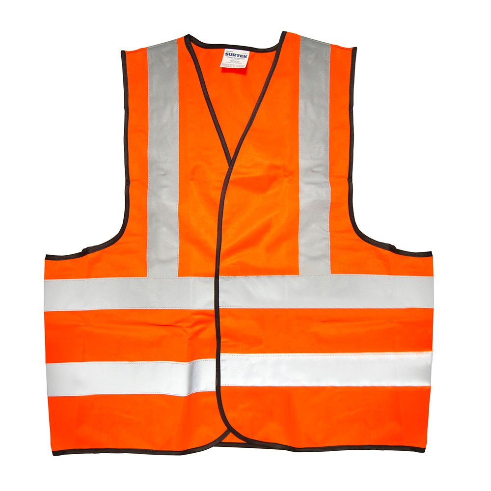 5 Pza Chaleco de seguridad con cintas reflejantes plateadas naranja unitalla Surtek