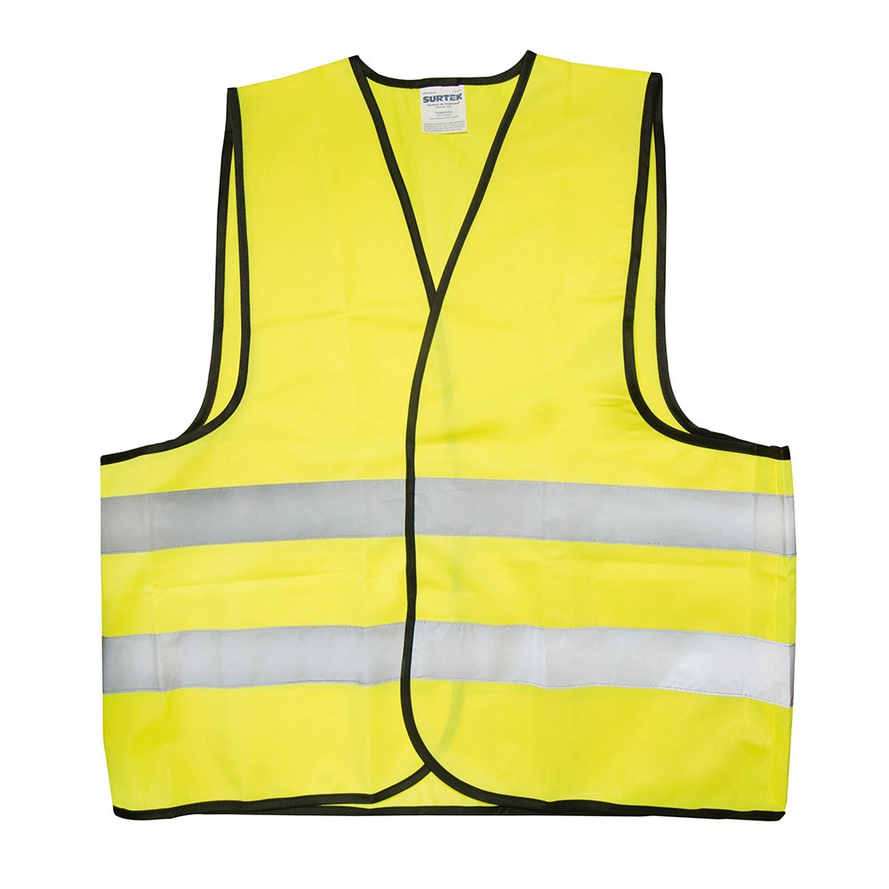 5 Pza Chaleco de seguridad con cintas reflejantes plateadas amarillo unitalla Surtek
