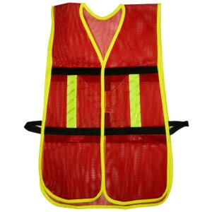 Chaleco de seguridad de malla de poliéster con ajuste de doble gancho rojo unitalla Surtek