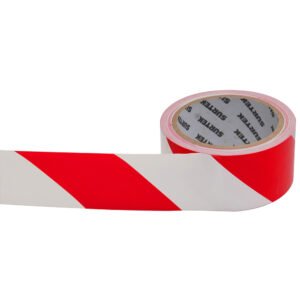 Cinta de señalización de adhesivo acrílico ancho 2" de 18 m, color blanco/rojo Surtek
