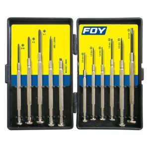 Juego de destornilladores de precisión combinados, 11 piezas en caja plástica Foy