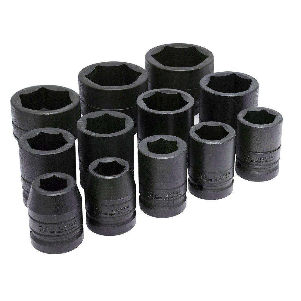 Juego de dados de impacto cuadro de 1", 6 puntas, métricos, 12 piezas Urrea