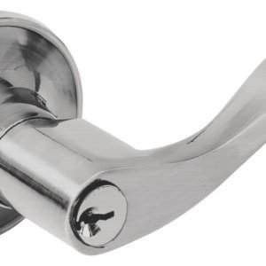 Manija tubular curva función baño, níquel satinado, llave estándar, blíster Lock