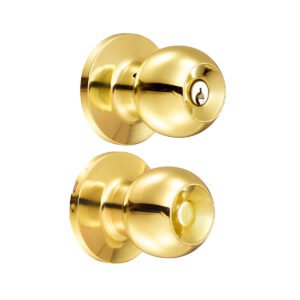 Pomo tubular bola función entrada, latón brillante, llave estándar, blíster Lock