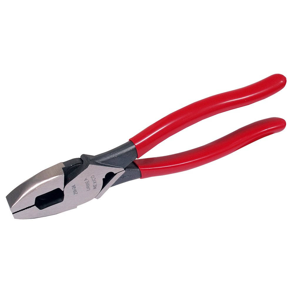 6 Pza Pinza para electricista con mango rubber grip de 9-5/16" alta palanca con poncha terminale Urrea