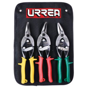 Juego para hojalatero de tijeras tipo aviación con mango rubber grip, 3 piezas Urrea