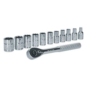 Juego de dados y accesorios cuadro de 1/4" en pulgadas, 12 piezas Urrea