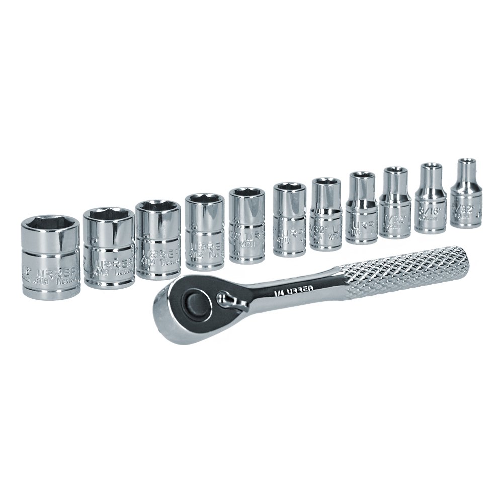 Juego de dados y accesorios cuadro de 1/4" en pulgadas, 12 piezas Urrea