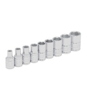 Juego de dados cuadro de 1/4", 6 puntas, métricos, 9 piezas Urrea
