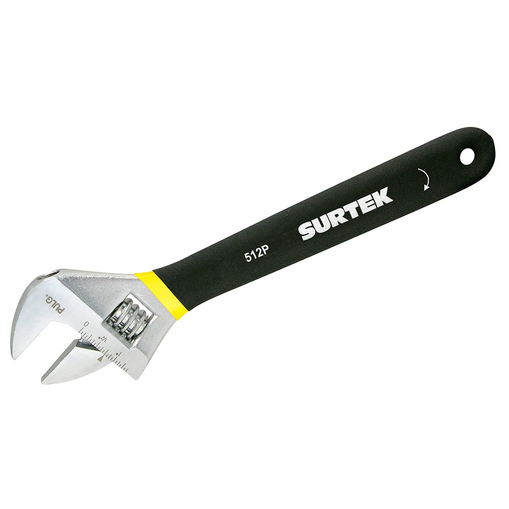 6 Pza Llave ajustable cromada con mango Rubber grip de plastisol 12" Surtek