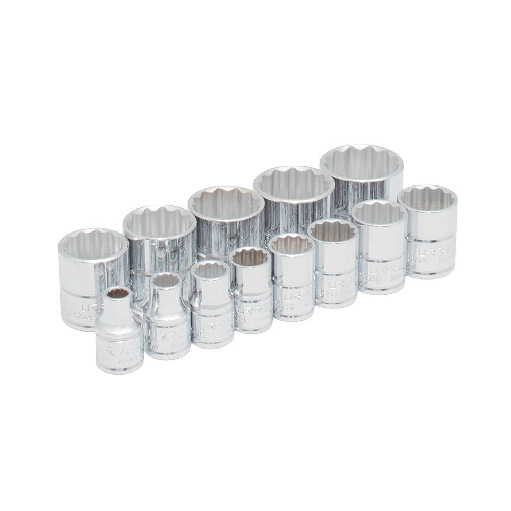 Juego de dados cuadro de 3/8", 12 puntas, en pulgadas, 13 piezas Urrea