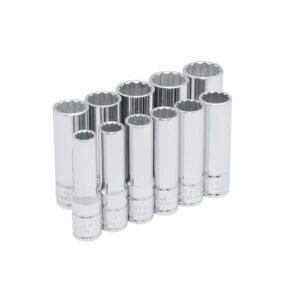 Juego de dados largos cuadro de 3/8", 12 puntas, métricos, 11 piezas Urrea
