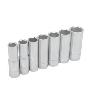 Juego de dados largos cuadro de 1/2", 6 puntas, en pulgadas, 7 piezas Urrea