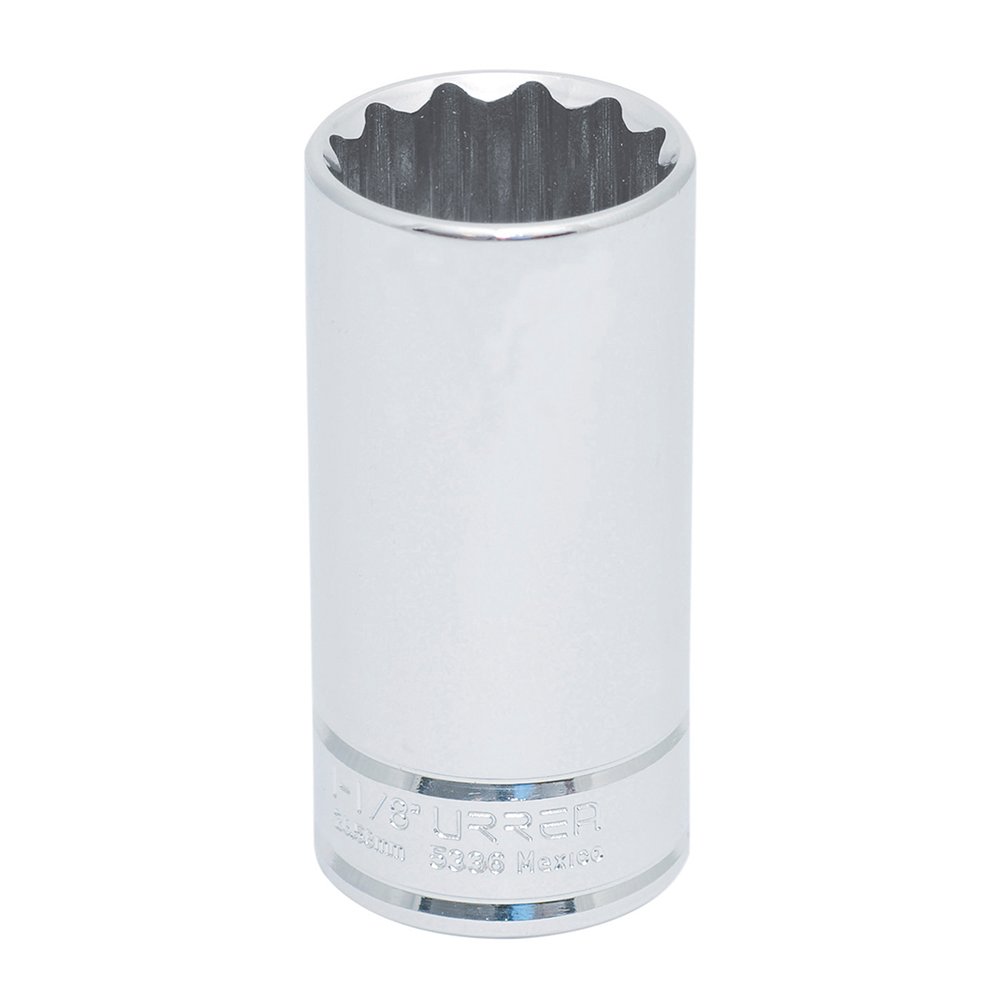 6 Pza Dado largo cuadro de 1/2", 12 puntas, en pulgadas, 1-1/8" Urrea
