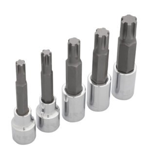 Juego de dados con punta ribe cuadro de 1/2", en riel, 5 piezas Urrea