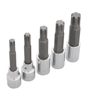 Juego de dados con punta ribe cuadro de 1/2", en riel, 5 piezas Urrea