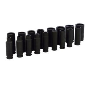 Juego de dados largos de impacto cuadro de 3/8", 6 puntas, métricos, 17 piezas Urrea
