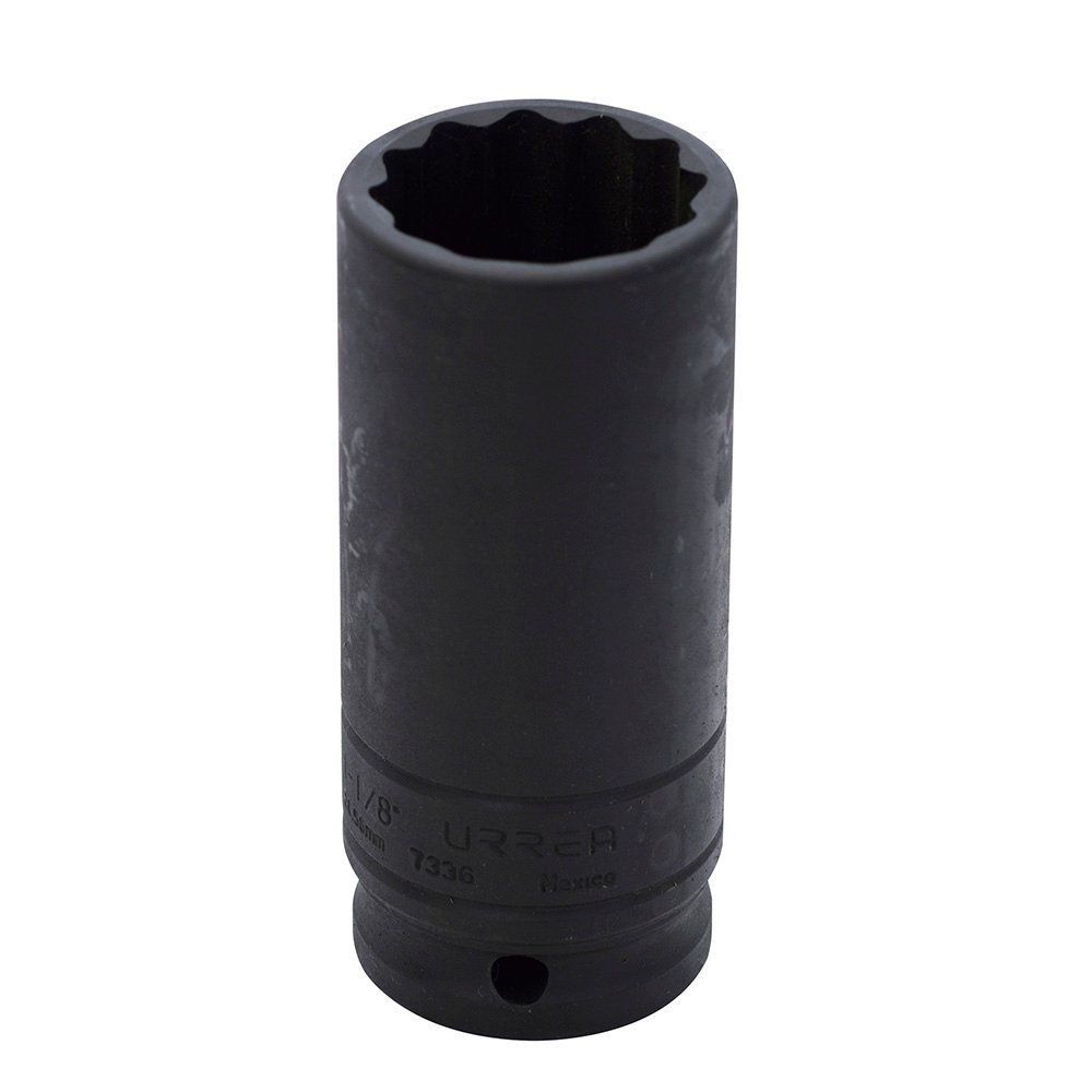 Dado de impacto largo cuadro de 1/2", 12 puntas, en pulgadas, 1-1/8" Urrea