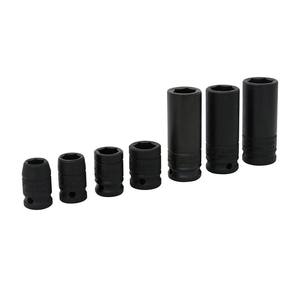 Juego de dados de impacto combinados cuadro de 1/2", 6 puntas, en pulgadas, 7 piezas Urrea