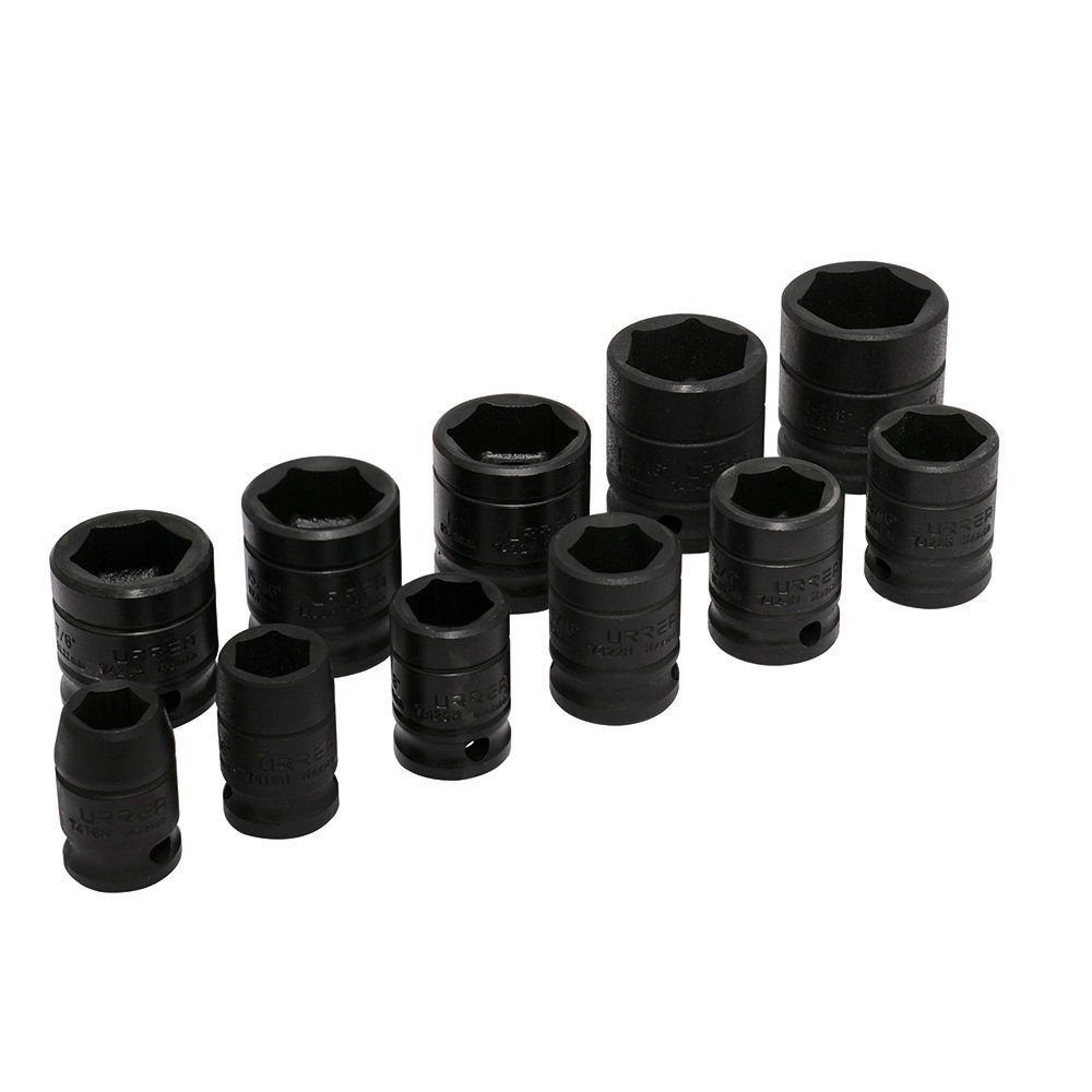 Juego de dados de impacto cuadro de 1/2", 6 puntas, en pulgadas, 11 piezas Urrea