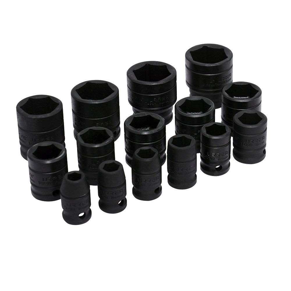 Juego de dados de impacto cuadro de 1/2", 6 puntas, en pulgadas, 15 piezas Urrea