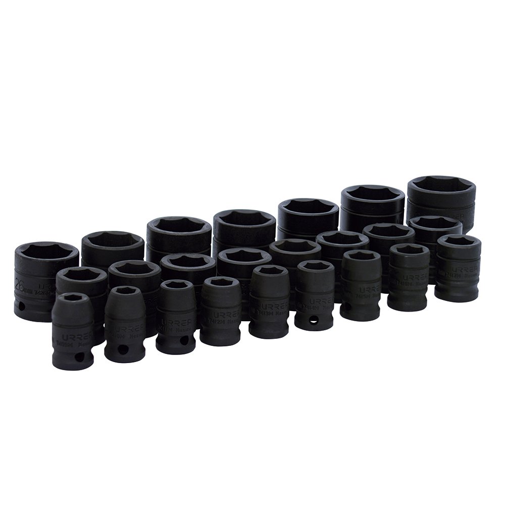 Juego de dados de impacto cuadro de 1/2", 6 puntas, métricos, 24 piezas Urrea