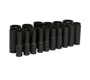Juego de dados largos de impacto cuadro de 1/2", 6 puntas, métricos, 25 piezas Urrea