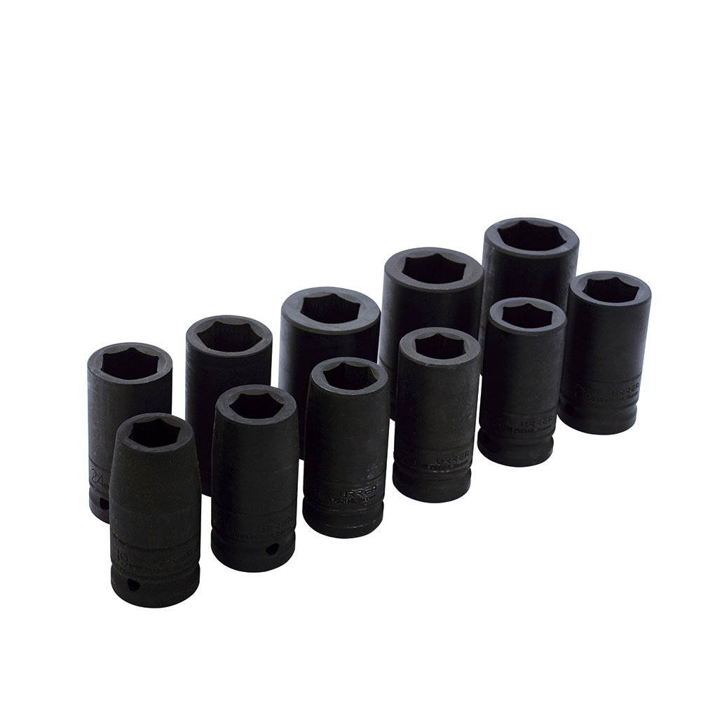 Juego de dados largos de impacto cuadro de 3/4", 6 puntas, métricos, 11 piezas Urrea