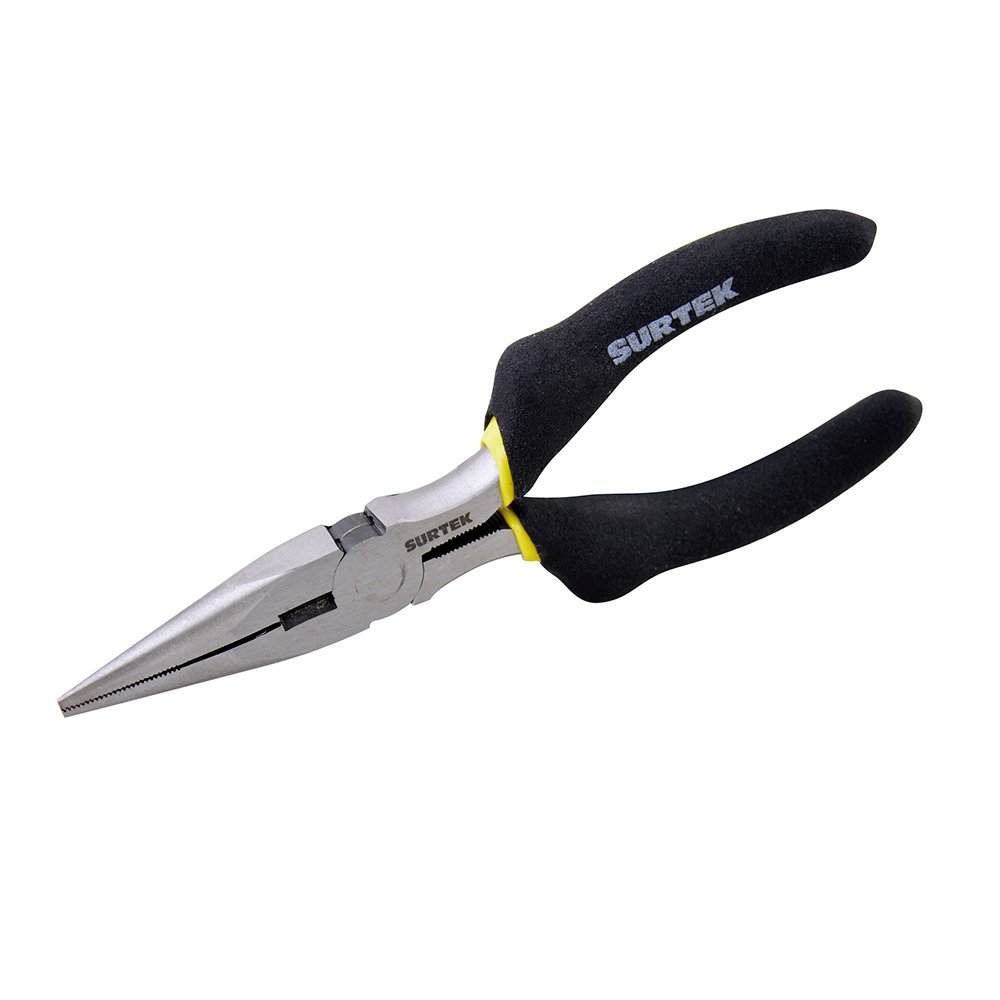 Pinza para electricista con mango rubber grip de 5" punta larga Surtek