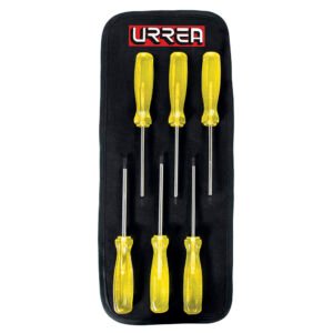 Juego de destornilladores con mango ámbar punta torx, 6 piezas en estuche Urrea